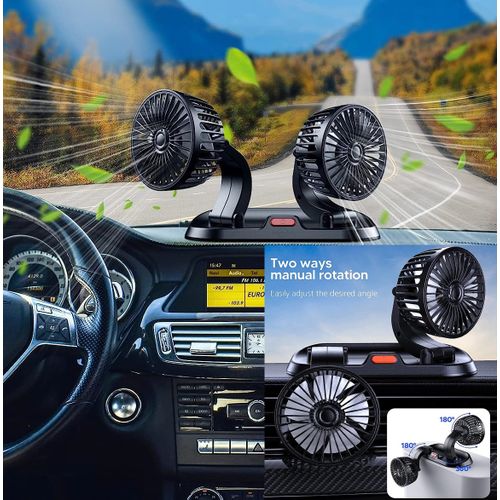 Ventilateur de refroidissement à double tête de voiture réglable à 360 °