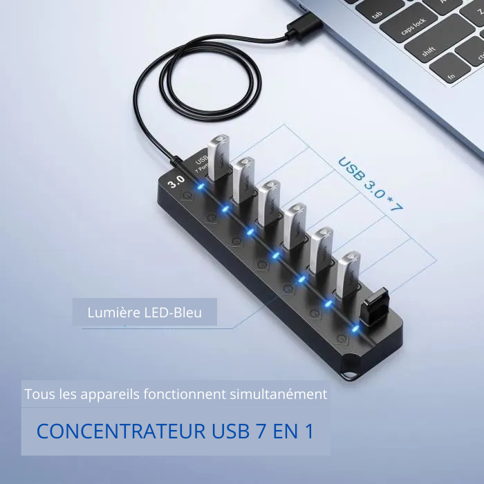 Adaptateur  d'alimentation USB 3.0 à 7 Ports