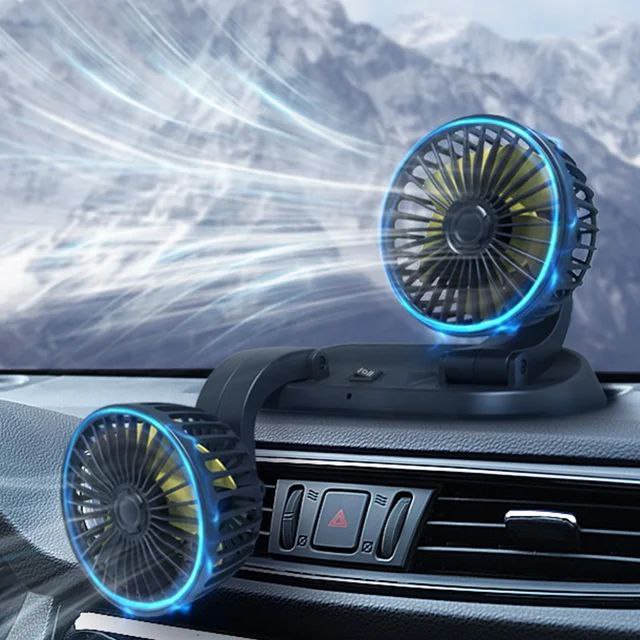 Ventilateur de refroidissement à double tête de voiture réglable à 360 °