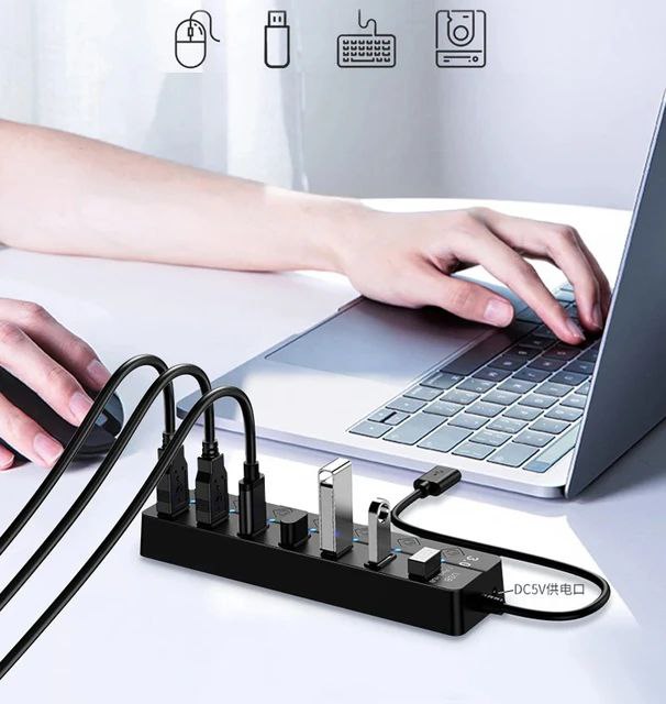 Adaptateur  d'alimentation USB 3.0 à 7 Ports